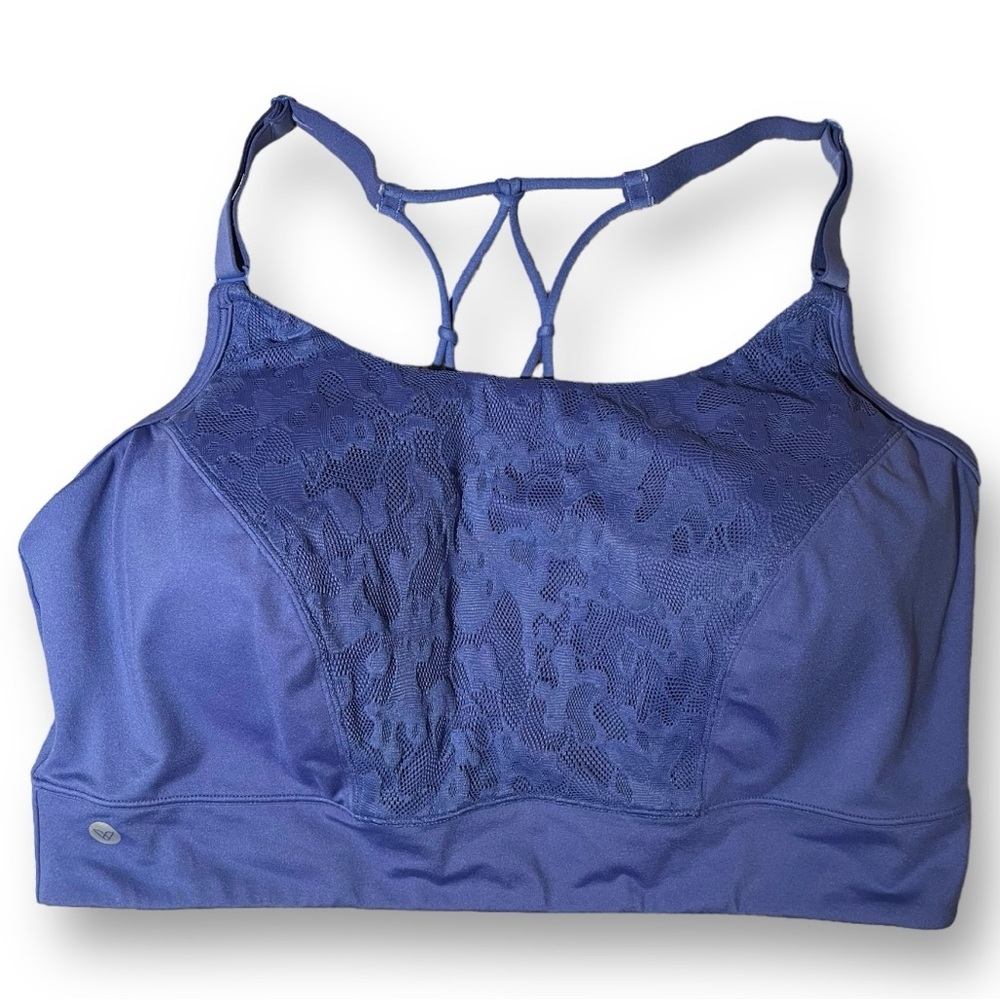 Lace-Front Wireless Sports Bra - Periwinkle